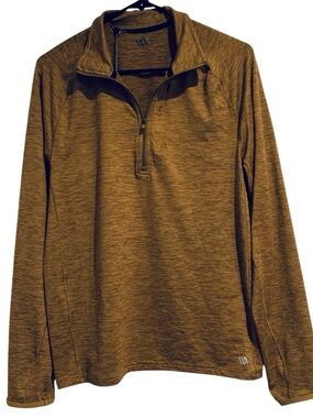 VRST Men's Run Warm 1/2 zip Long Sleeve Pullover Heathered Brown Small